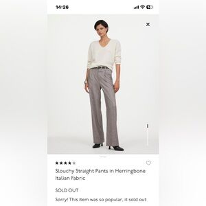 Madewell Gray Herringbone Slouchy Straight Pants